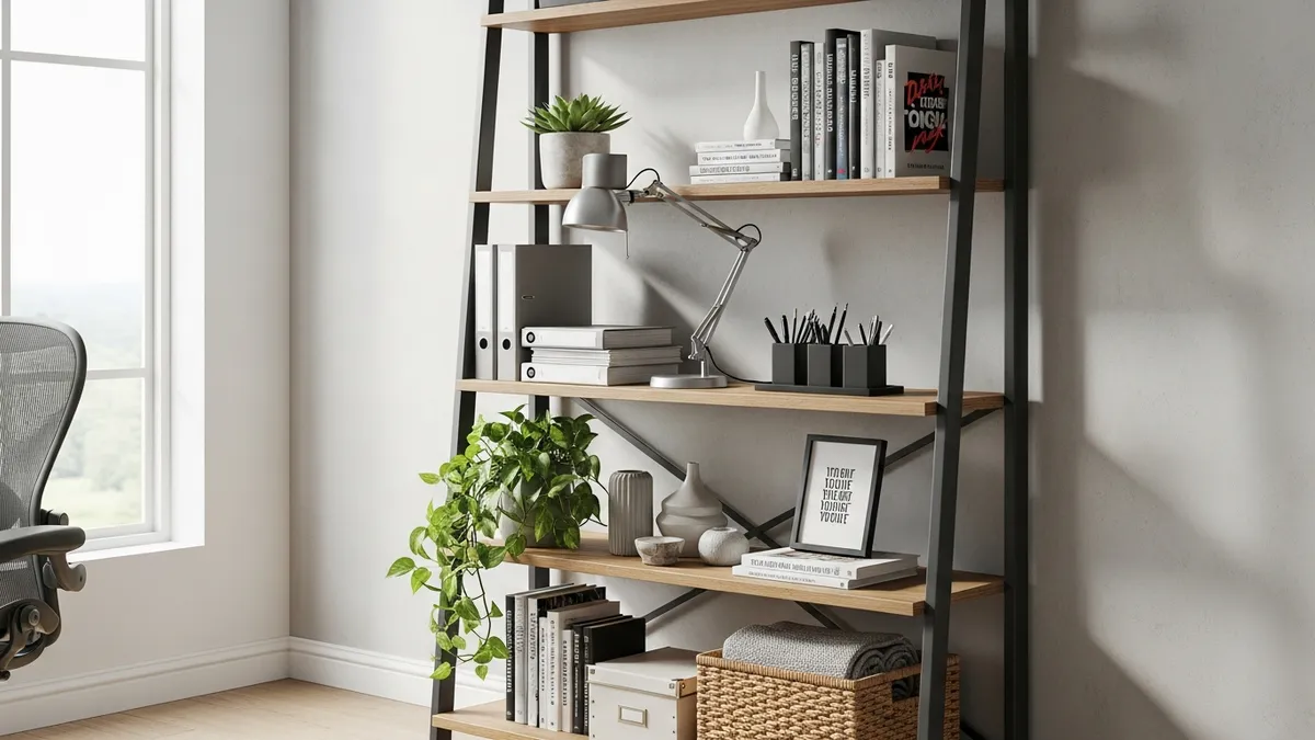 Ladder style wall shelf ideas for home office organization