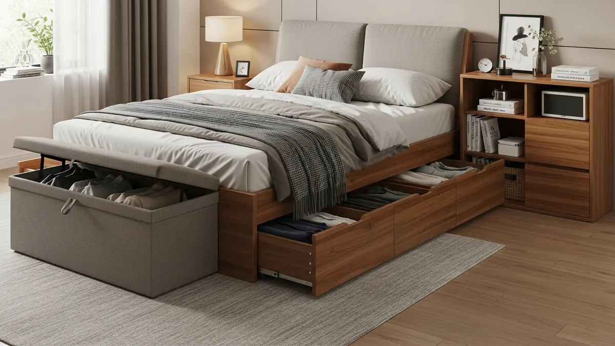 Multi-functional furniture solutions for small bedroom storage