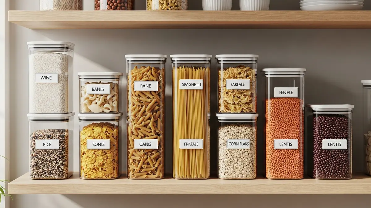 Airtight food storage containers system for small pantry organization