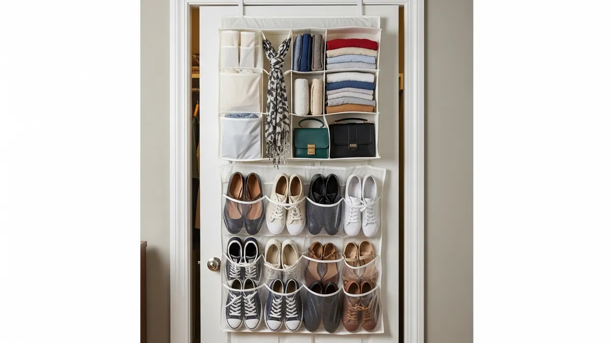Over-the-door clothing organizers and shoe storage for small space solutions