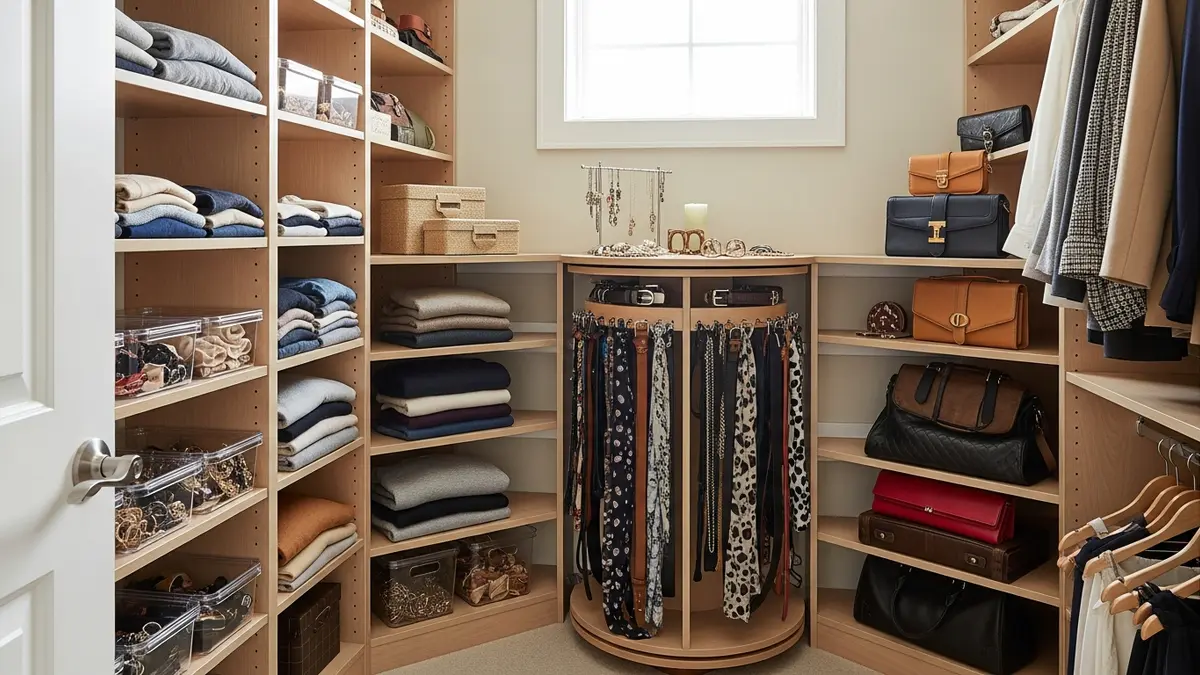 Corner storage ideas for small walk in closet organization maximizing unused space