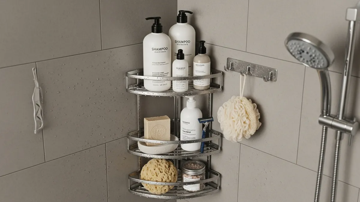 Multi-tier corner shower caddy for bathroom storage organization