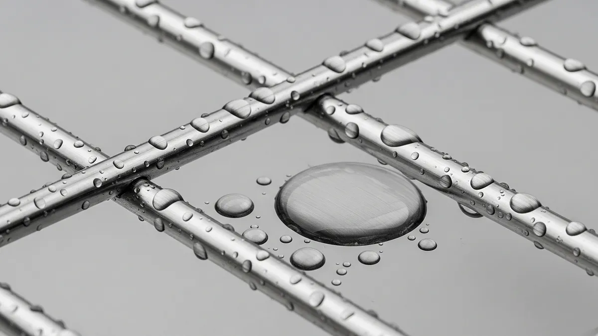 Close-up showing durability and water resistance of premium stainless steel rack