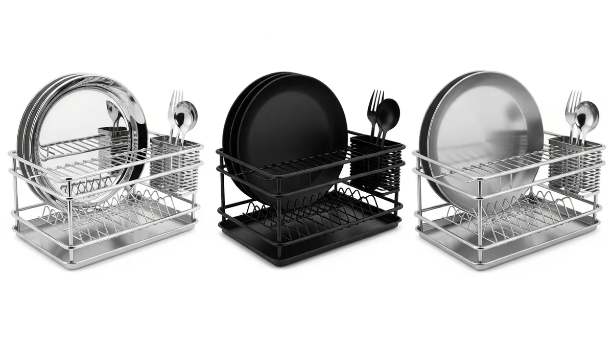 Different types of steel wire dish rack finishes comparison chrome powder coated stainless steel