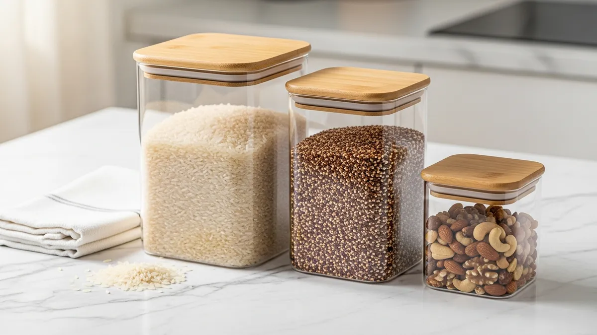Glass storage containers food with airtight seals for dry goods organization