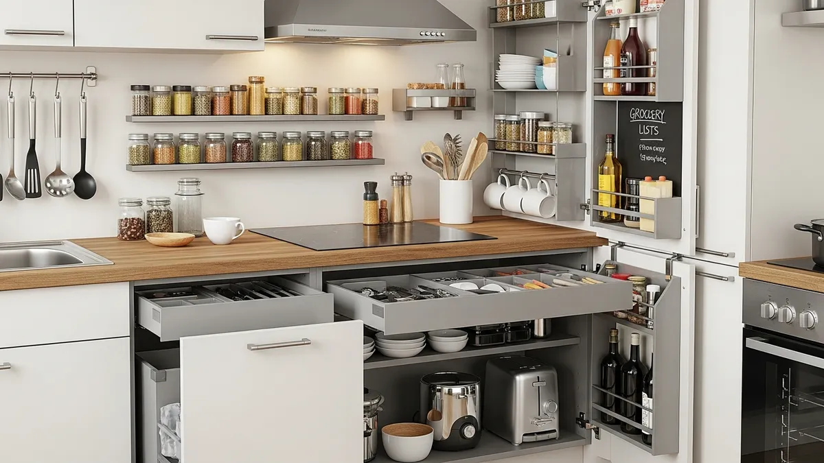 Small kitchen storage ideas with space-saving organizers and clever cabinet solutions