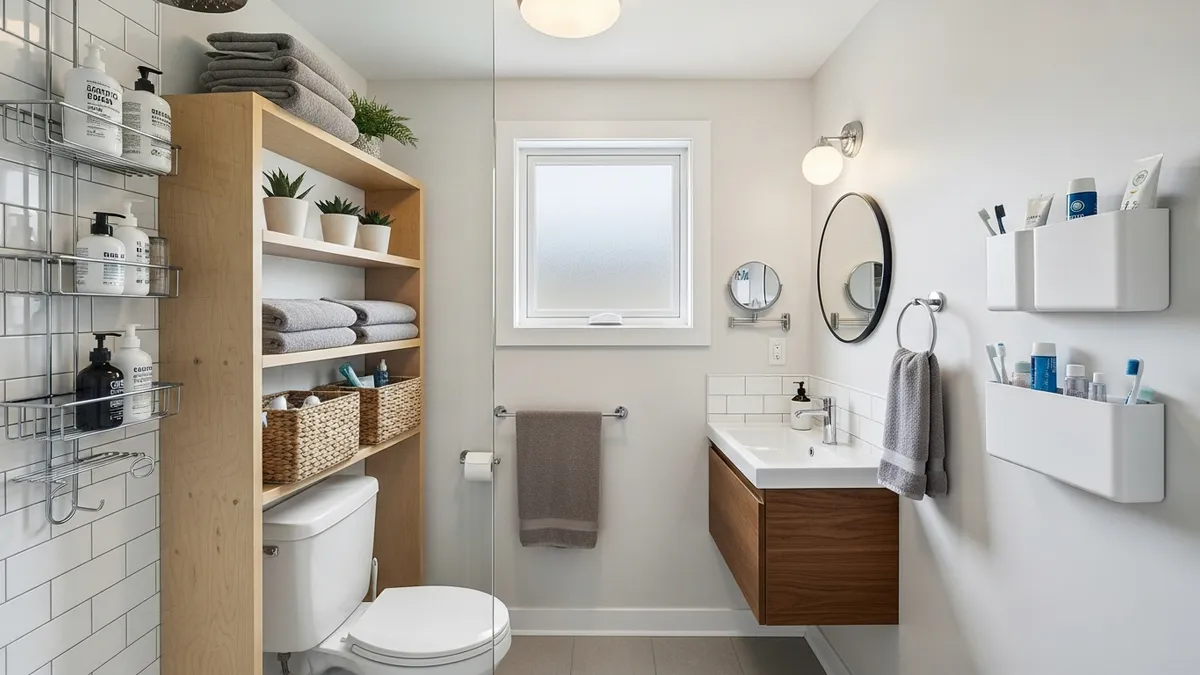 Small bathroom storage solutions maximizing limited space with vertical and corner storage