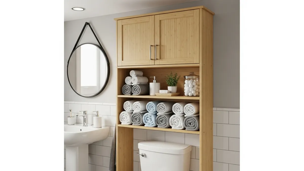 Over toilet storage cabinet maximizing small bathroom space