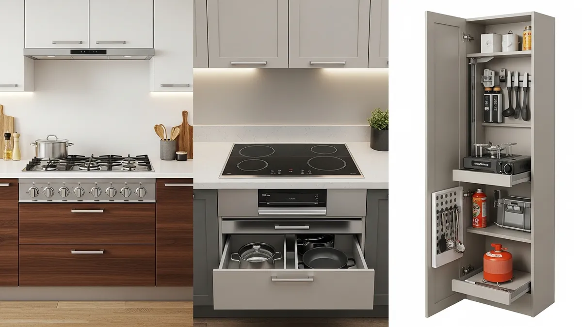 Different types of stove cabinets for kitchen organization