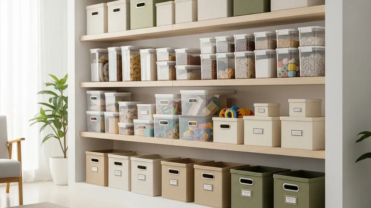A neat child's playroom with colorful toy storage solutions