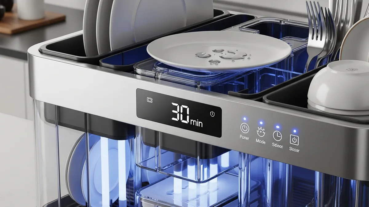 Smart dish rack 2026 with UV sterilizer and digital controls showing latest innovation trends