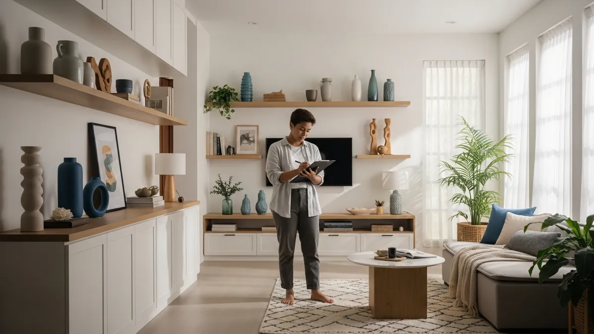 Tutorial for creating a household inventory list in a neat and organized living room