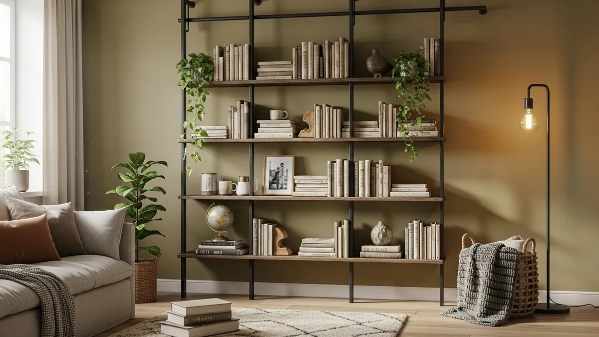 Ladder wall shelf ideas for living room combining functionality with rustic charm
