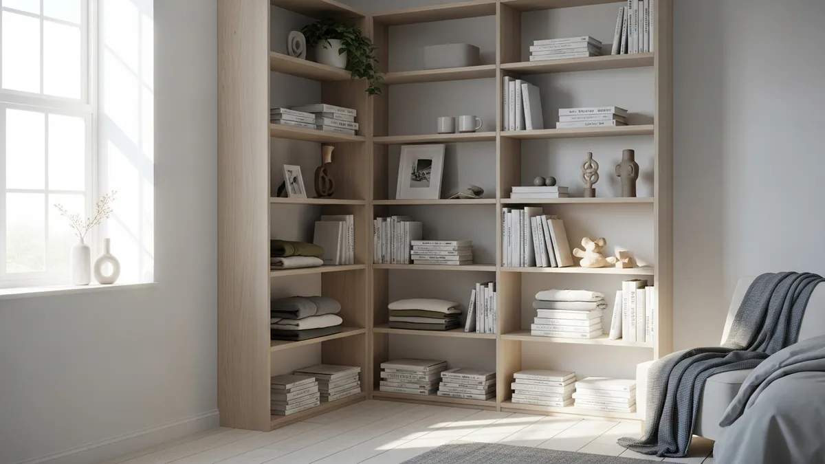 Bedroom wall shelf storage ideas for clothes and personal items organization